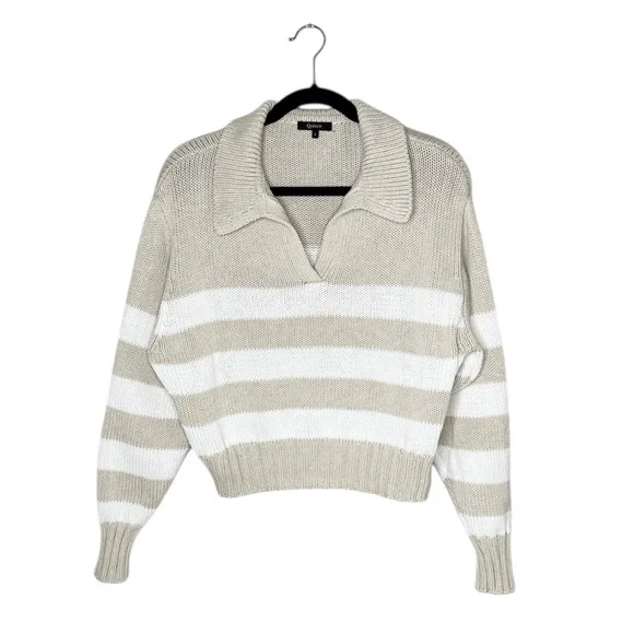 QUINCE 100% Organic Cotton Cropped Polo Sweater in Beige Ivory size Small - Picture 12 of 12